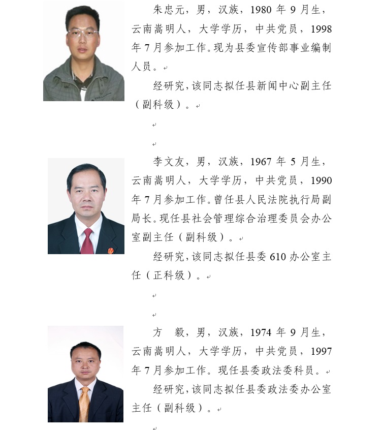 镇沅彝族哈尼族拉祜族自治县人力资源和社会保障局领导团队简介